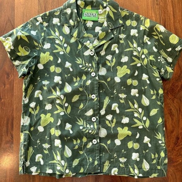 Big Bud Press Tops - Big Bud Press Olive Floral Shirt